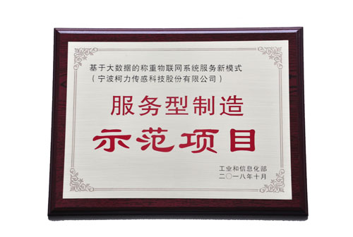 基于大數(shù)據(jù)的稱重物聯(lián)網(wǎng)系統(tǒng)服務(wù)新模式，榮獲工信部“服務(wù)型制造示范項目”